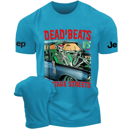 Skeleton Driving A Car Dead Beats Vintage Streets Jp T-Shirt