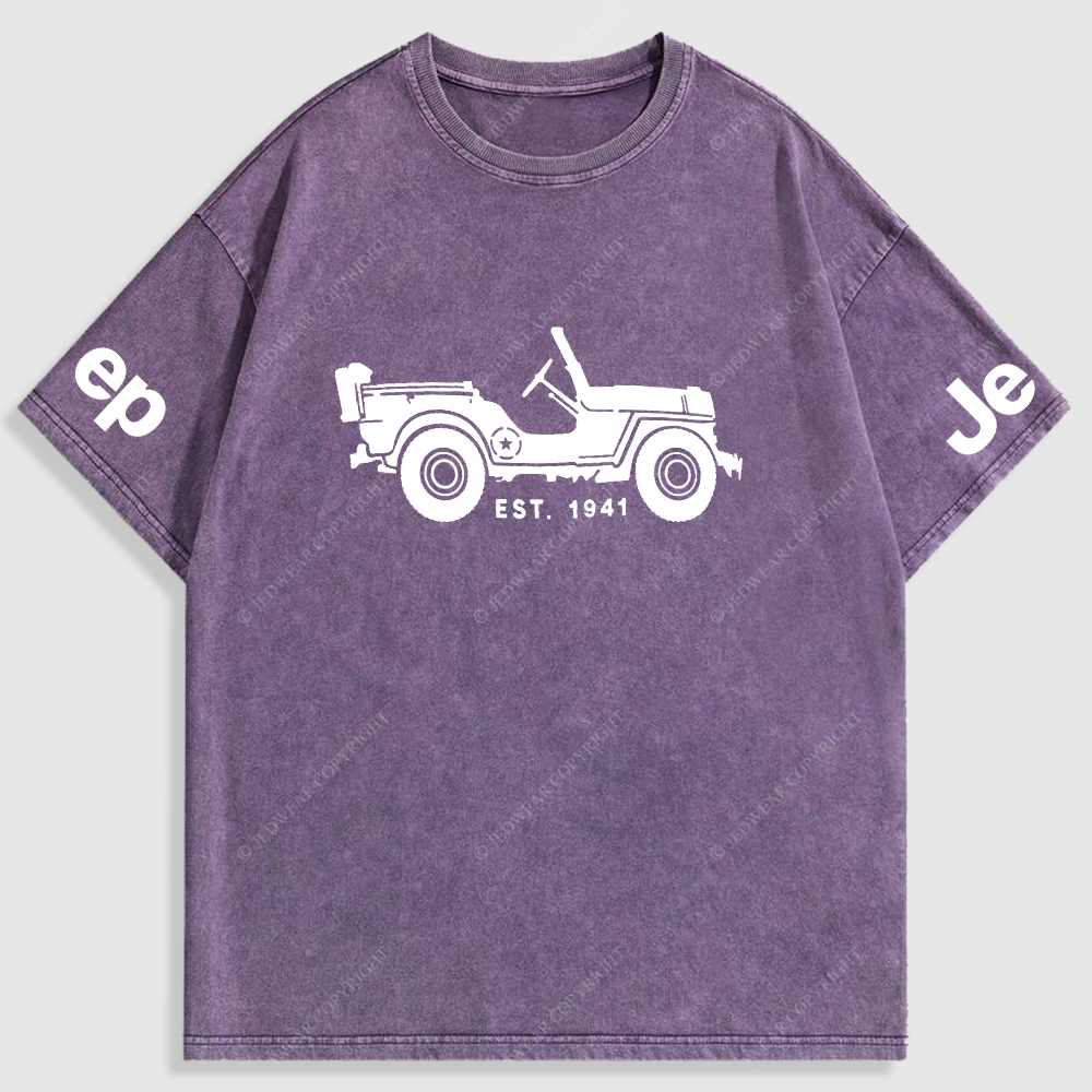 Jp Vintage Military Star 4X4 Cars Washed T-Shirt