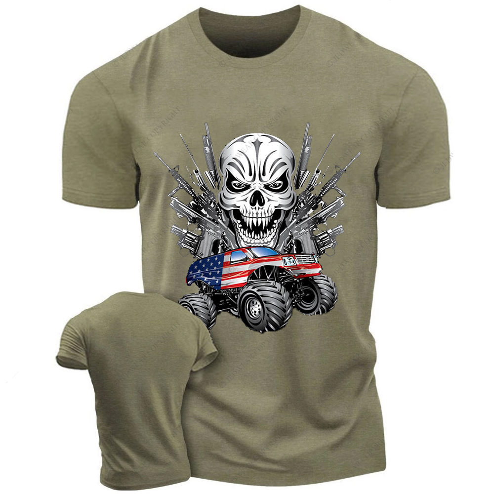 American Flag Off-Road Skull Gun Jp T-shirt