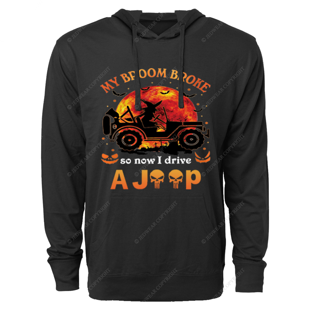 Halloween Pumpkin Bat My Broom Broke So Now I Drive A Car Jp Oversized Lightweight Hoodie