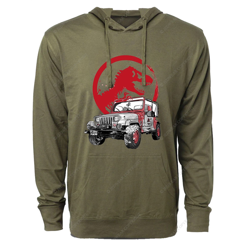 Dinosaur On The Back Of An Off-Road Vehicle Jp Oversized Lightweight Hoodie
