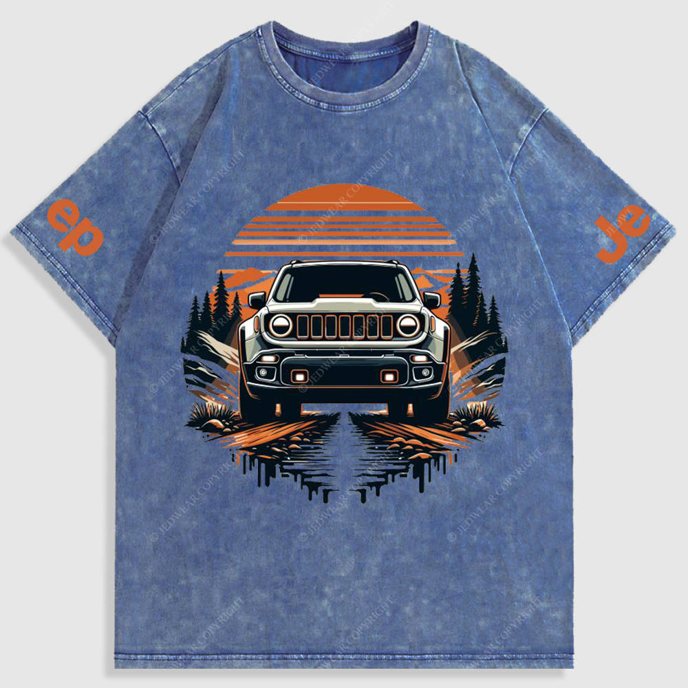 Sunset Tree Stones Mountain Meadow  Washed T-Shirt