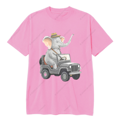 Elephant Driving Car Cartoon Jp T-Shirt