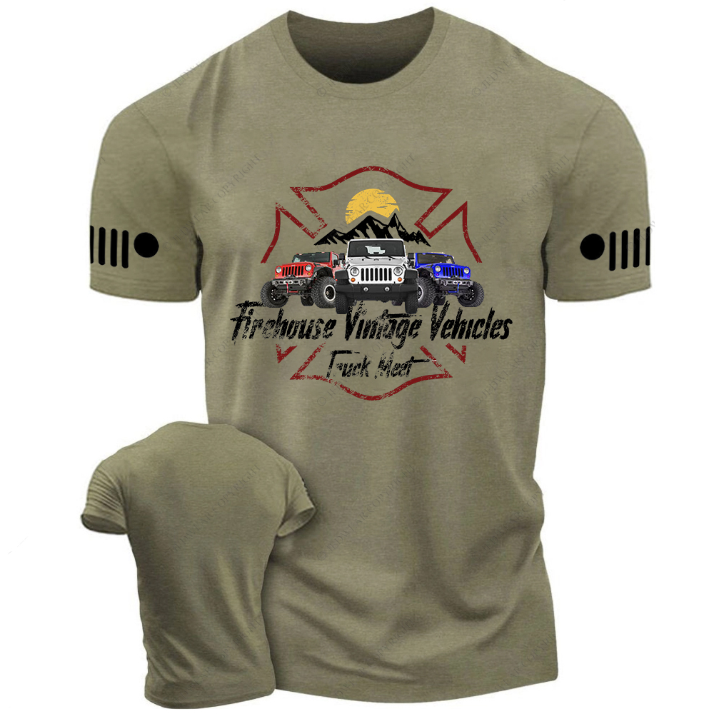 Firefighter Firehouse Vintage Vehicles Truck Meet Jp T-Shirt