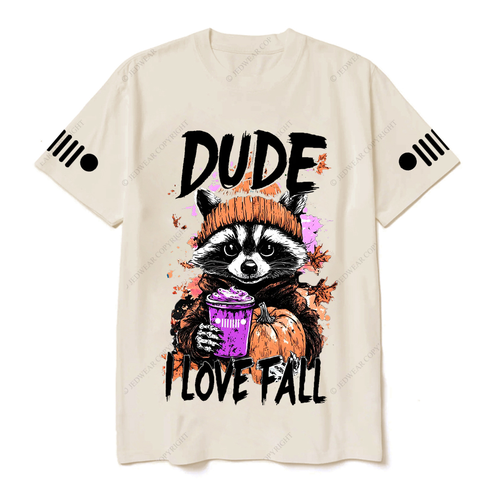 Feral Girl I Love Fall  Raccoon  Autumn Pumpkin Jp T-Shirt