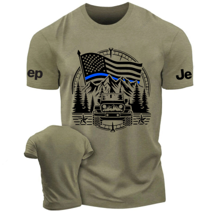 Police Patriotic Off-Road USA Flag Adventure Compass Jp T-Shirt