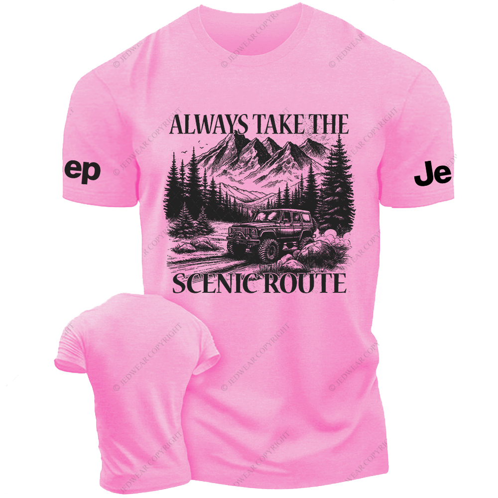 Always Take The Scenic Route Camping Travel Adventure Hiking Jp T-Shirt