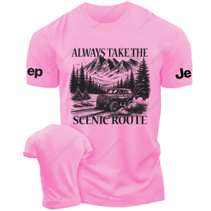 Always Take The Scenic Route Camping Travel Adventure Hiking Jp T-Shirt
