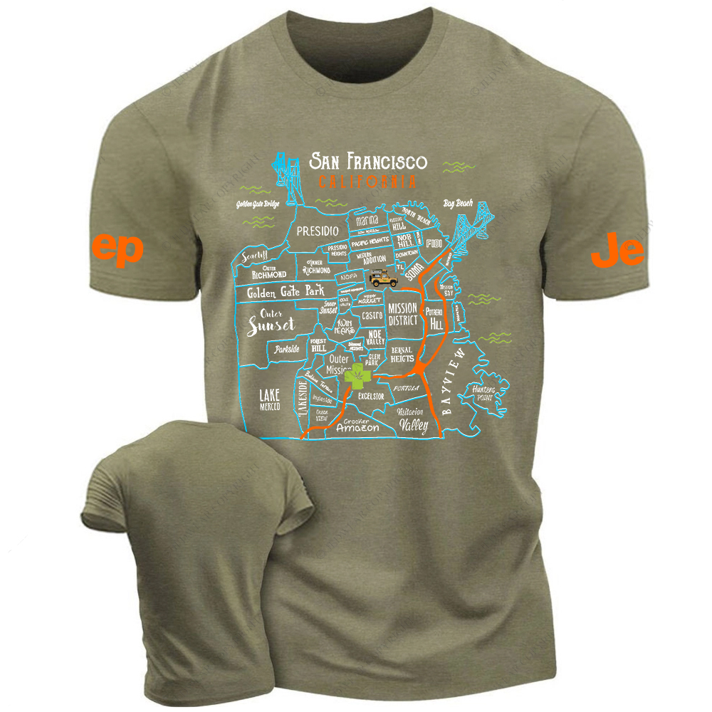 Vibrant Map Of SAN FRANCISCO CALIFORNIA Jp T-Shirt