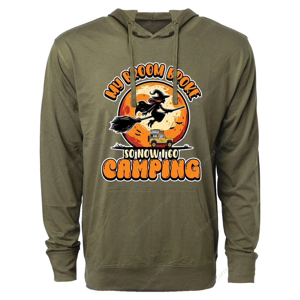 Halloween My Broom Broke So Now I Go Camping Jp Oversized Lightweight Hoodie