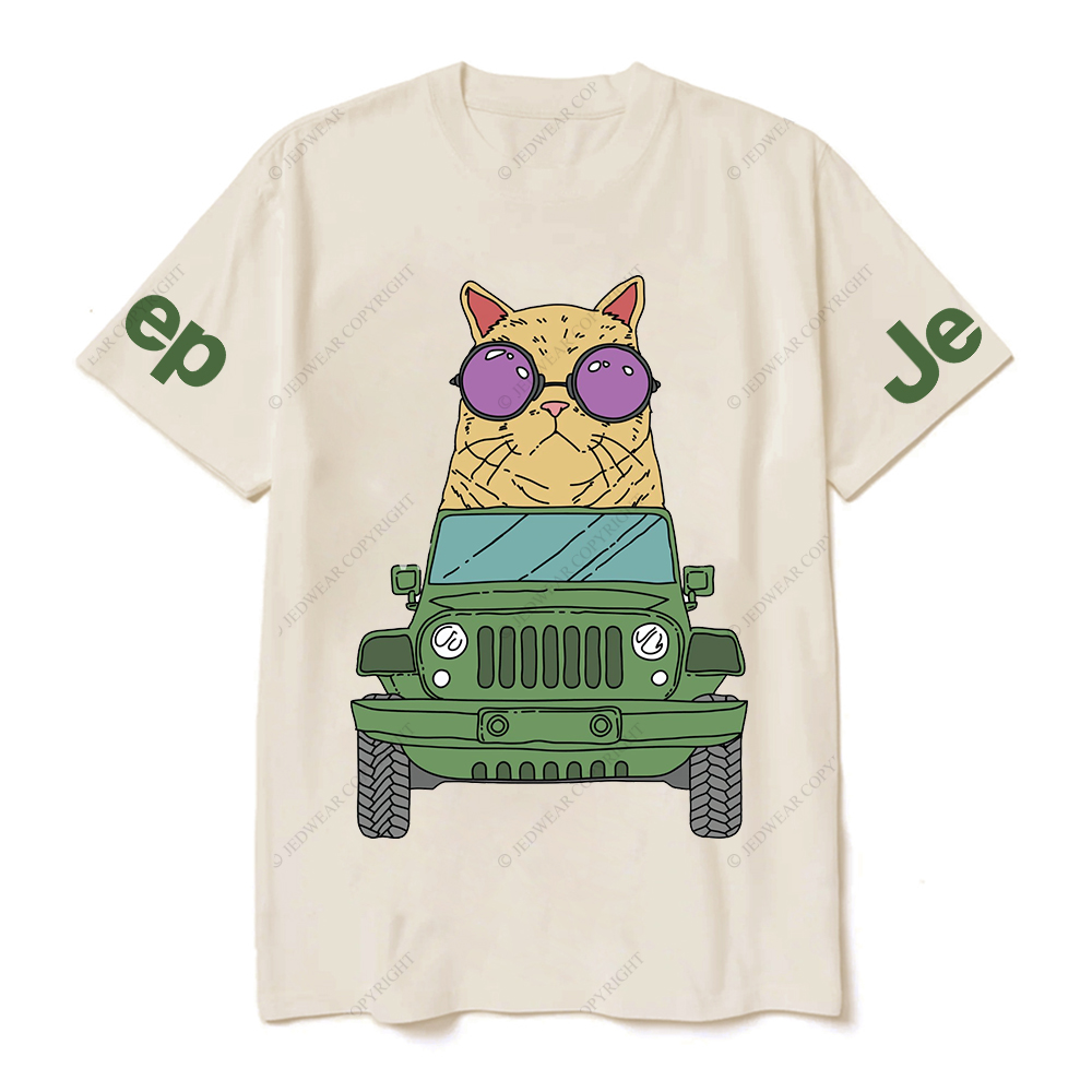 Cat Wearing Sunglasses Riding Car on Mouse Pad Jp T-Shirt