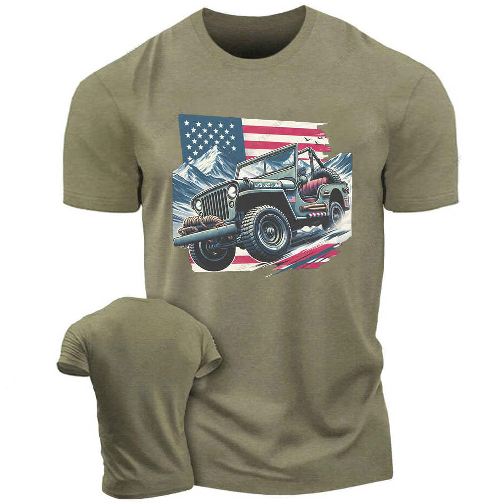Willy's MB American Flag Classic Military Vehicle Jp T-Shirt