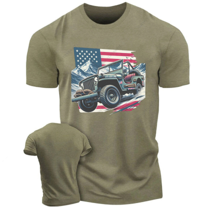 Willy's MB American Flag Classic Military Vehicle Jp T-Shirt