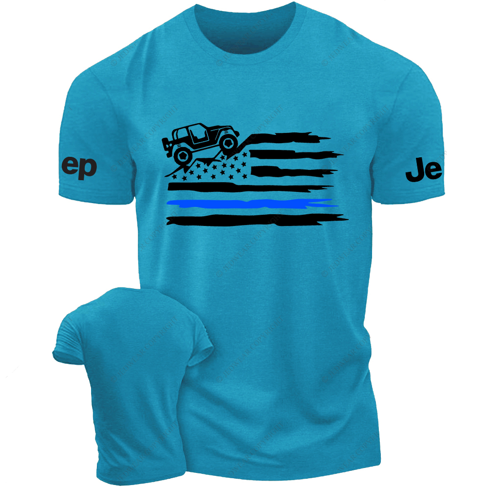 Off-Road Mountain Distressed American Flag Jp T-Shirt