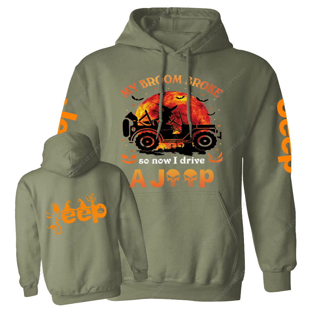 Halloween My Broom Broke So Now I Drive A Car Front And Rear Design Jp Casual Hoodie