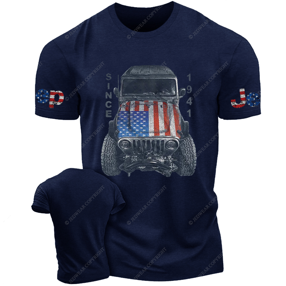 Looking Down At The Car American Flag Jp T-Shirt