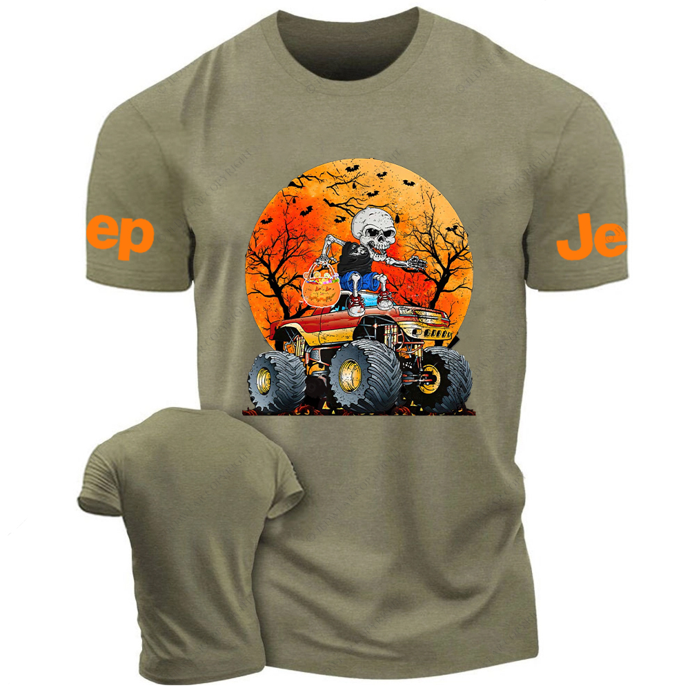 Skeleton Monster Truck Kid Boy Moon Candy Halloween Jp T-Shirt