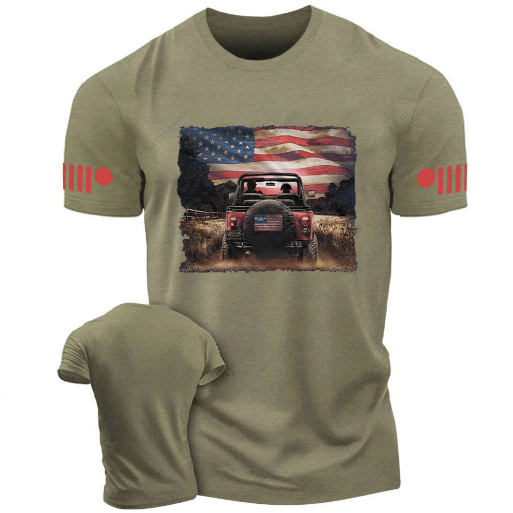 Country Road American Flag Dog Jp T-Shirt