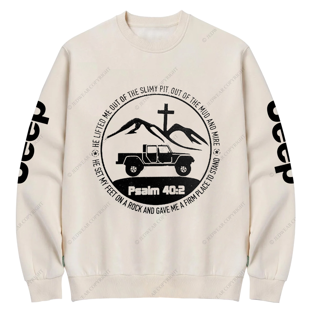 Religion The Lifted Me Out Of The Slimy Pit Psalm 40:2 Jp Crew Neck Sweatshirt