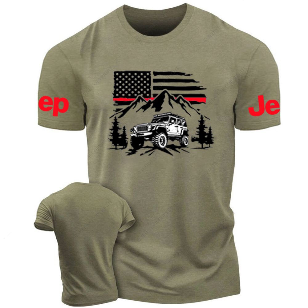 Firefighter Red Line American Flag Mountains Silhouette Jp T-Shirt