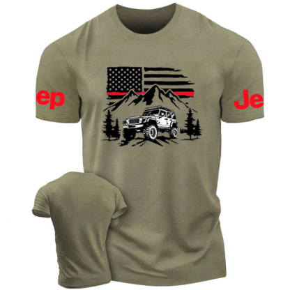 Firefighter Red Line American Flag Mountains Silhouette Jp T-Shirt
