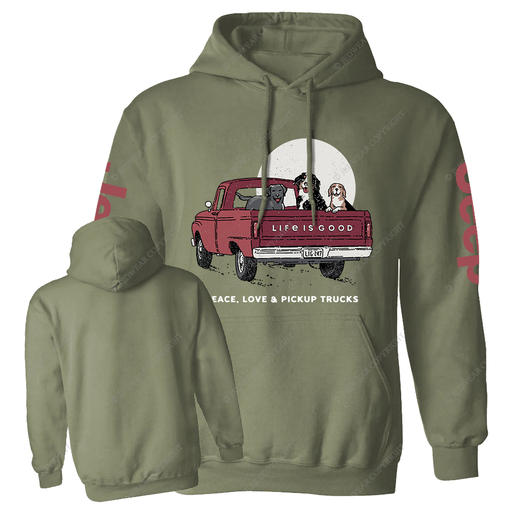 Life Is Good Women's Peace Love Pickup Trucks Jp Casual Hoodie