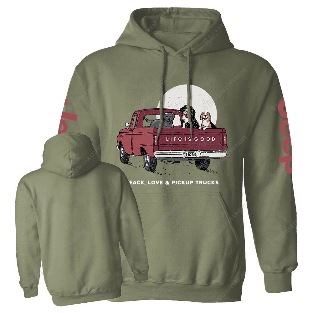 Life Is Good Women's Peace Love Pickup Trucks Jp Casual Hoodie