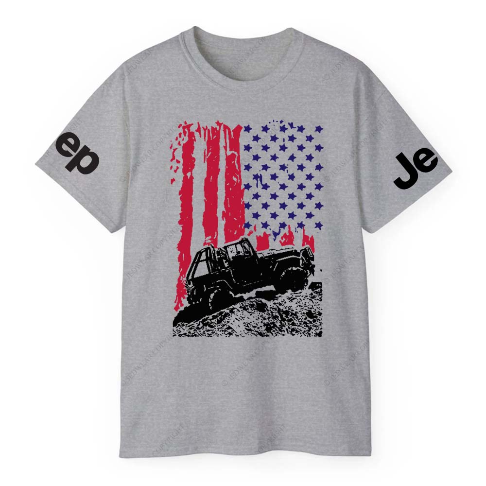 Flag And Jp Off-Road Vehicle Galloping On Rough Terrain Jp T-Shirt