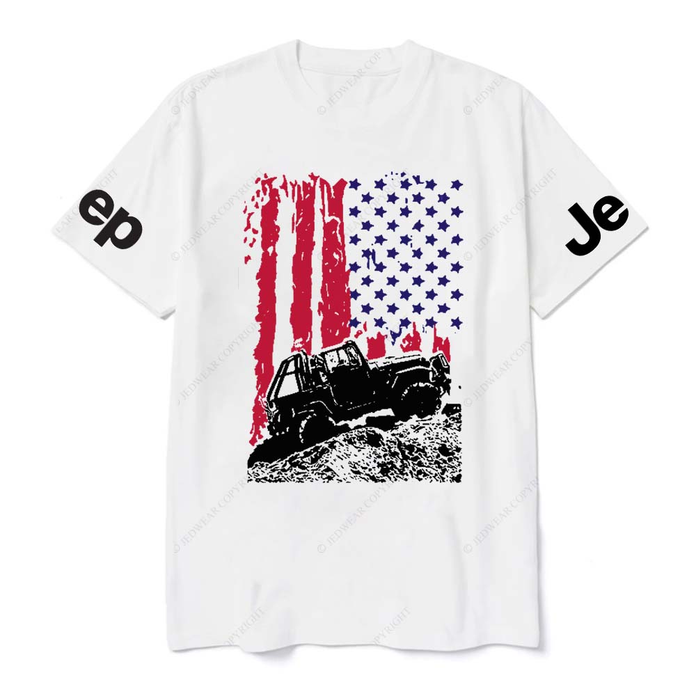 Flag And Jp Off-Road Vehicle Galloping On Rough Terrain Jp T-Shirt