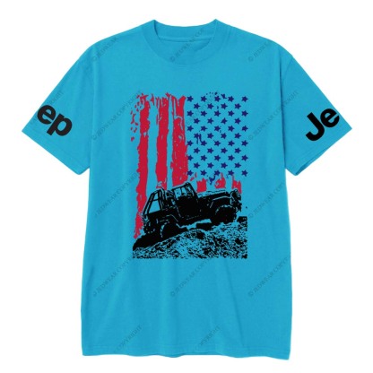 Flag And Jp Off-Road Vehicle Galloping On Rough Terrain Jp T-Shirt