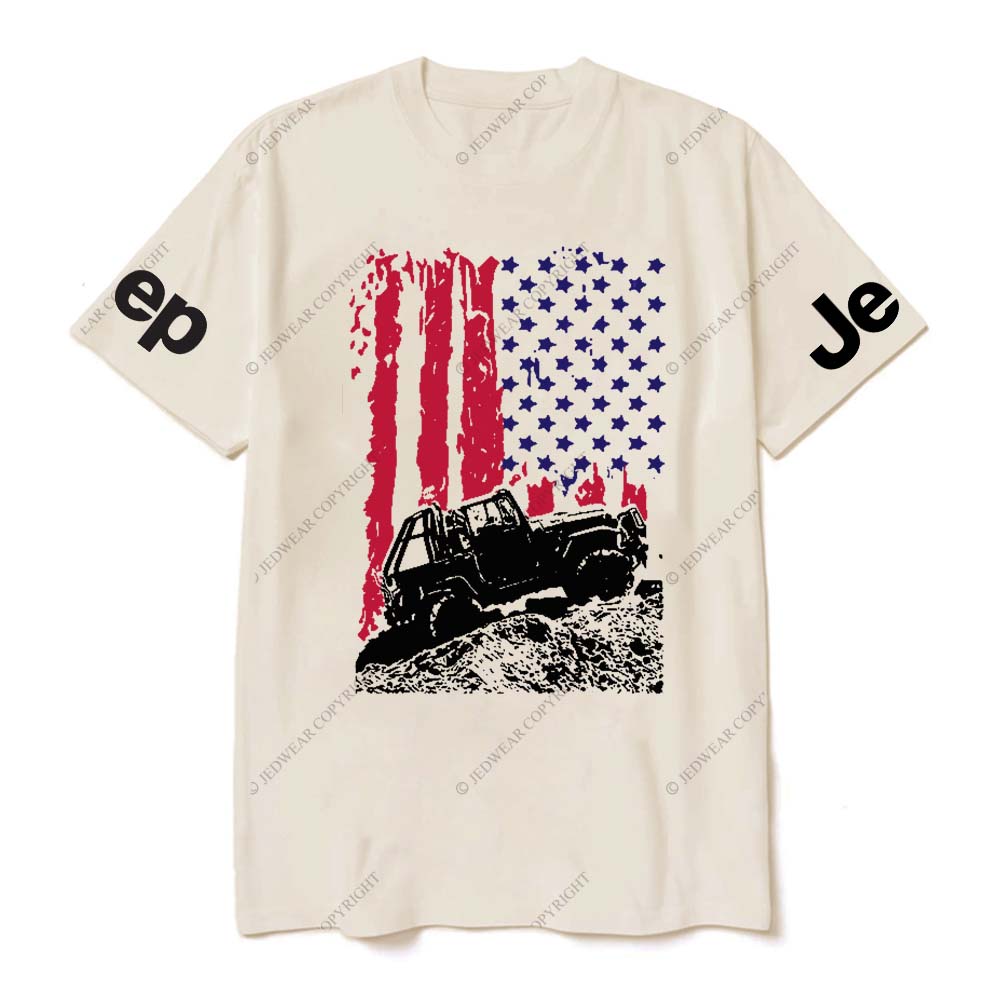 Flag And Jp Off-Road Vehicle Galloping On Rough Terrain Jp T-Shirt
