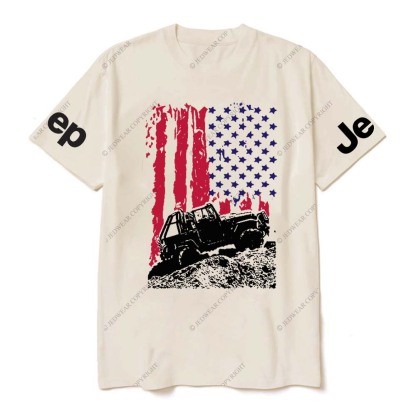 Flag And Jp Off-Road Vehicle Galloping On Rough Terrain Jp T-Shirt