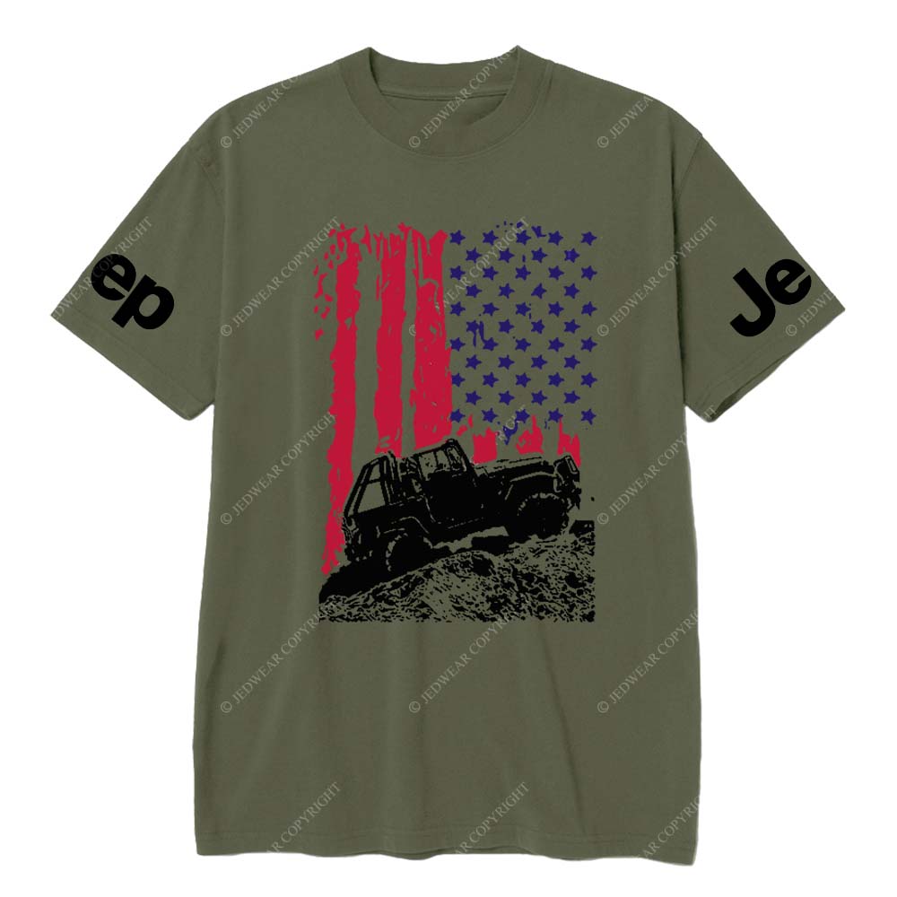 Flag And Jp Off-Road Vehicle Galloping On Rough Terrain Jp T-Shirt