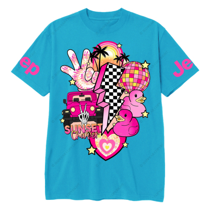 Pink off-Roading Vehicle Sunset Chaser Rubber Duck Jp T-Shirt