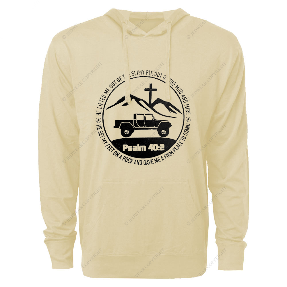Religion The Lifted Me Out Of The Slimy Pit Psalm 40:2 Jp Oversized Lightweight Hoodie