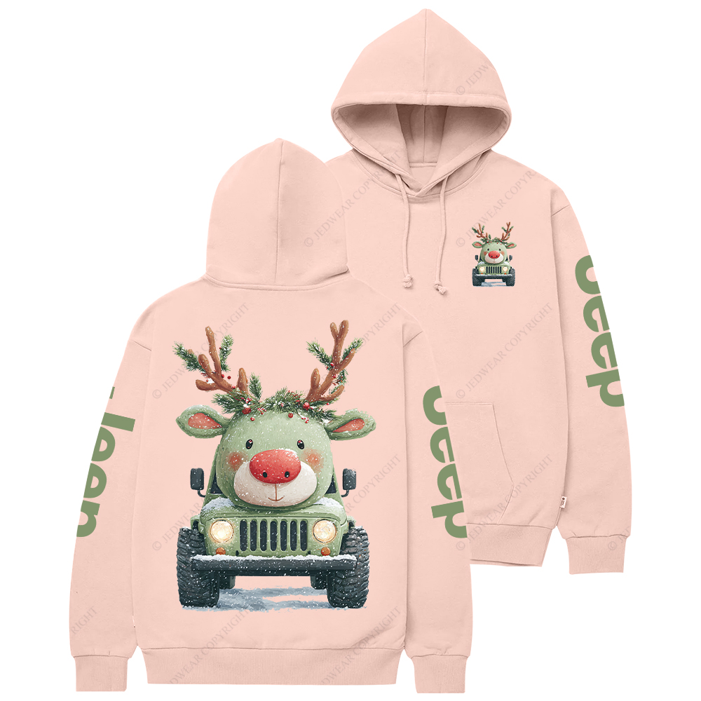 Cute Off-road Vehicle Transformed Into A Christmas Reindeer Jp Casual Hoodie