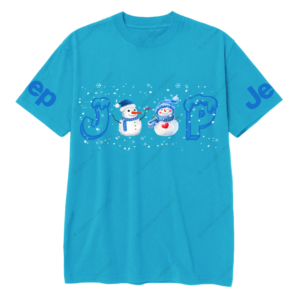 Merry Christmas Snowman Blue Jp T-Shirt