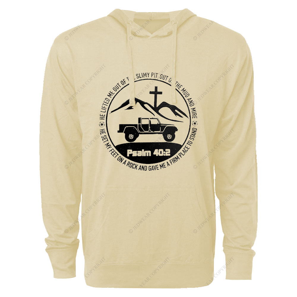Religion The Lifted Me Out Of The Slimy Pit Psalm 40:2 Jp Oversized Lightweight Hoodie