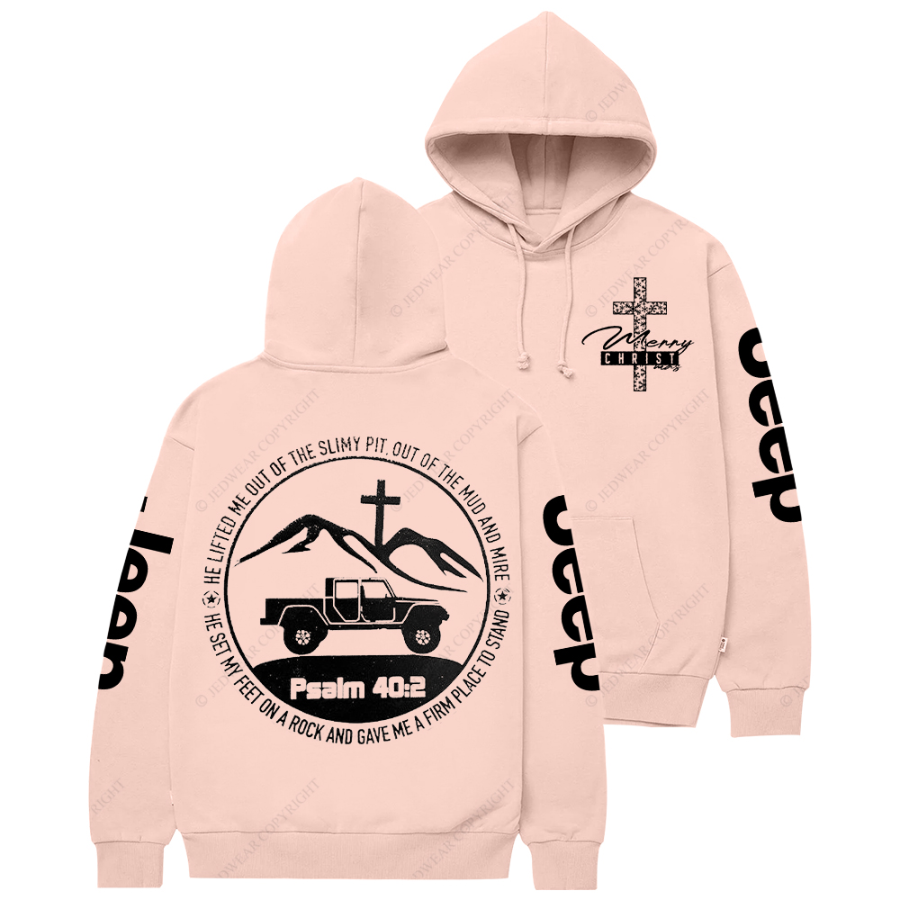 Merry Christmas Religion The Lifted Me Out Of The Slimy Pit Psalm 40:2 Jp Casual Hoodie