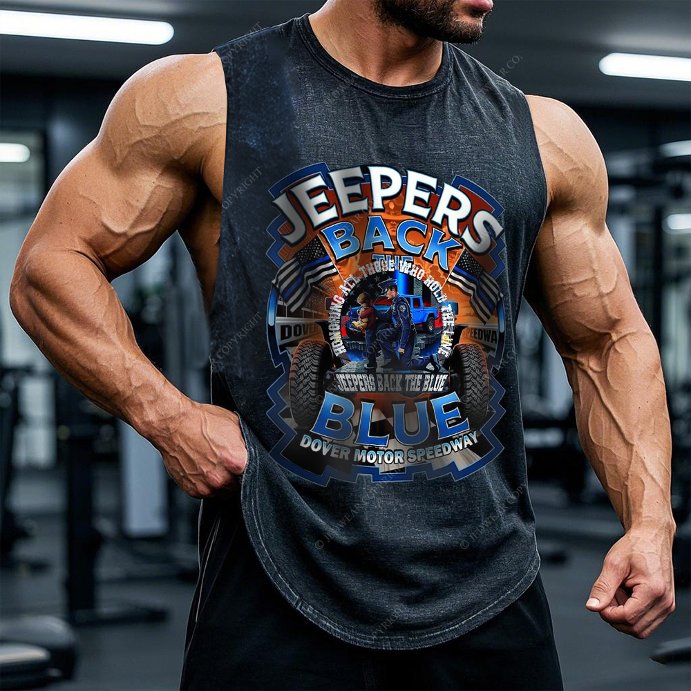 Police Honoring All Those Who Hold The Line Jeepers Back The Blue Jp - Men Tank