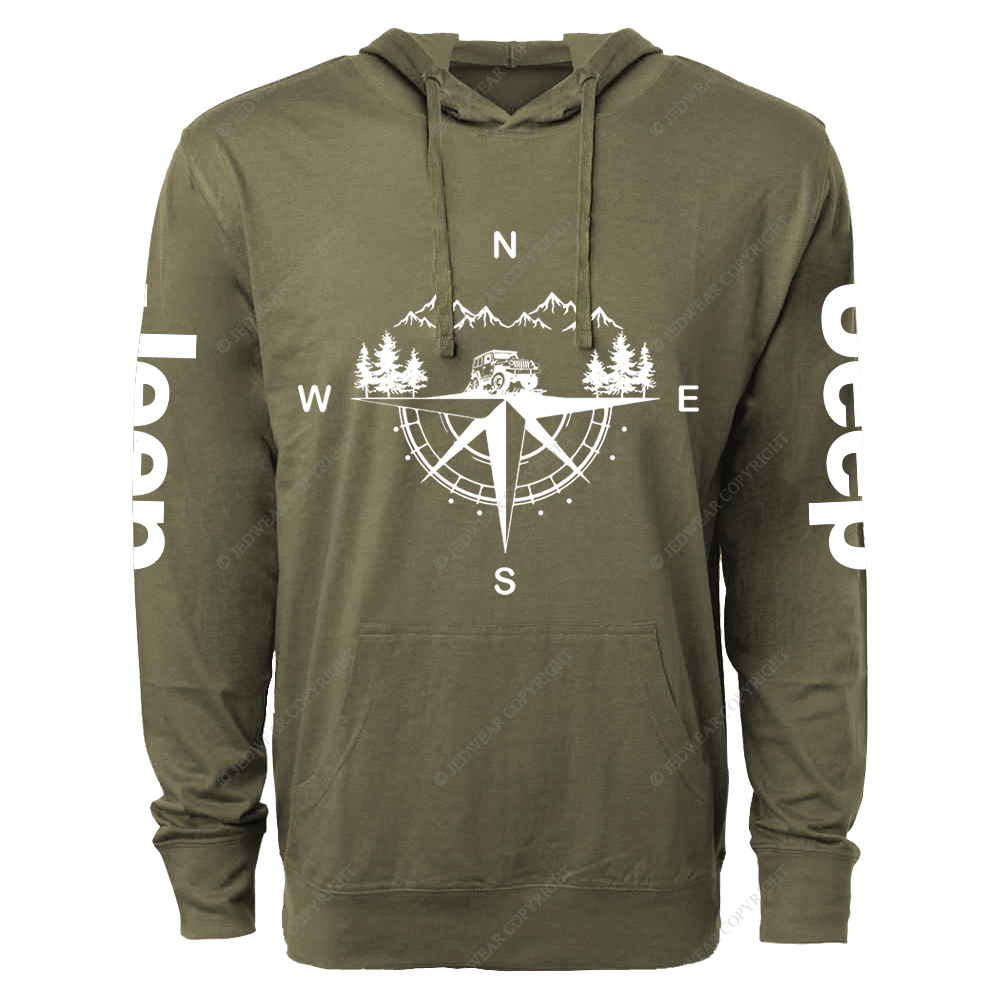 Compass Mountains And Trees Jp Lightweight Hoodie