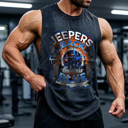 Police Honoring All Those Who Hold The Line Jeepers Back The Blue Jp - Men Tank
