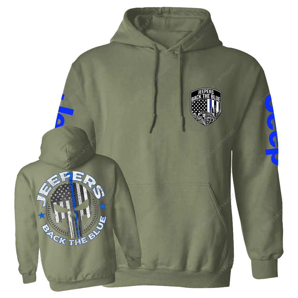 Policeman Jp Back The Blue Police Skull Jp Casual Hoodie