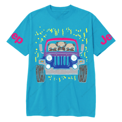 Three Shar Pei Dogs Driving A Car Jp T-Shirt 