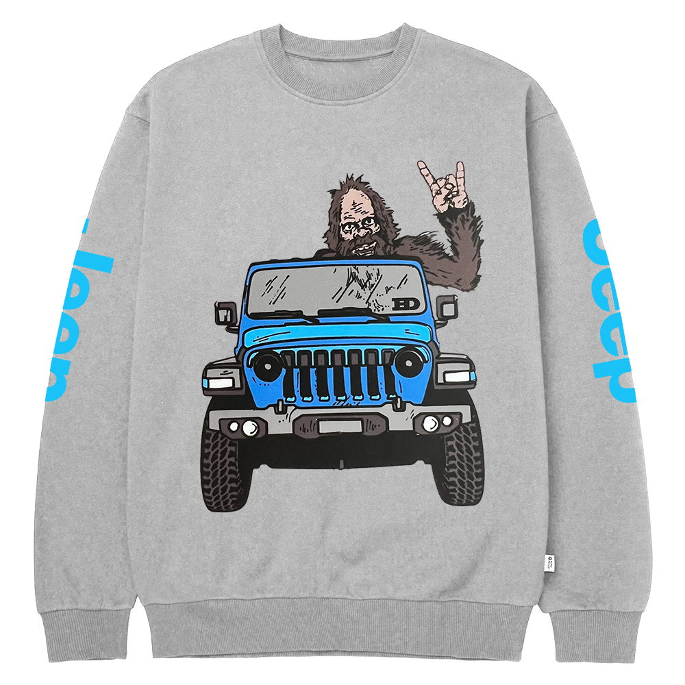 Sasquatch Driving A Car Jp Crew Neck Sweatshirt