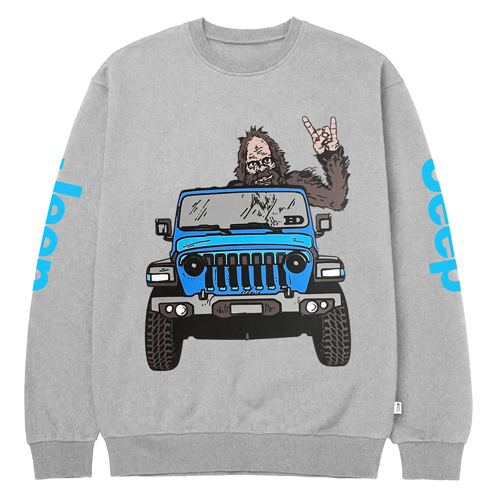 Sasquatch Driving A Car Jp Crew Neck Sweatshirt