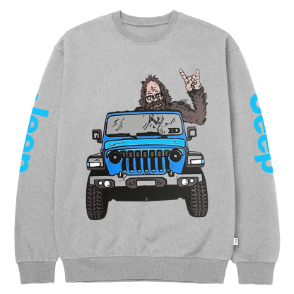 Sasquatch Driving A Car Jp Crew Neck Sweatshirt