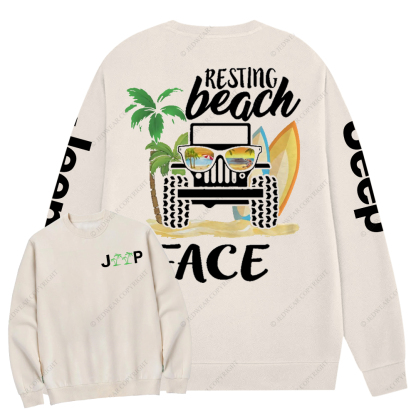 Resting Beach Face Surf Jp Crew Neck Sweatshirt