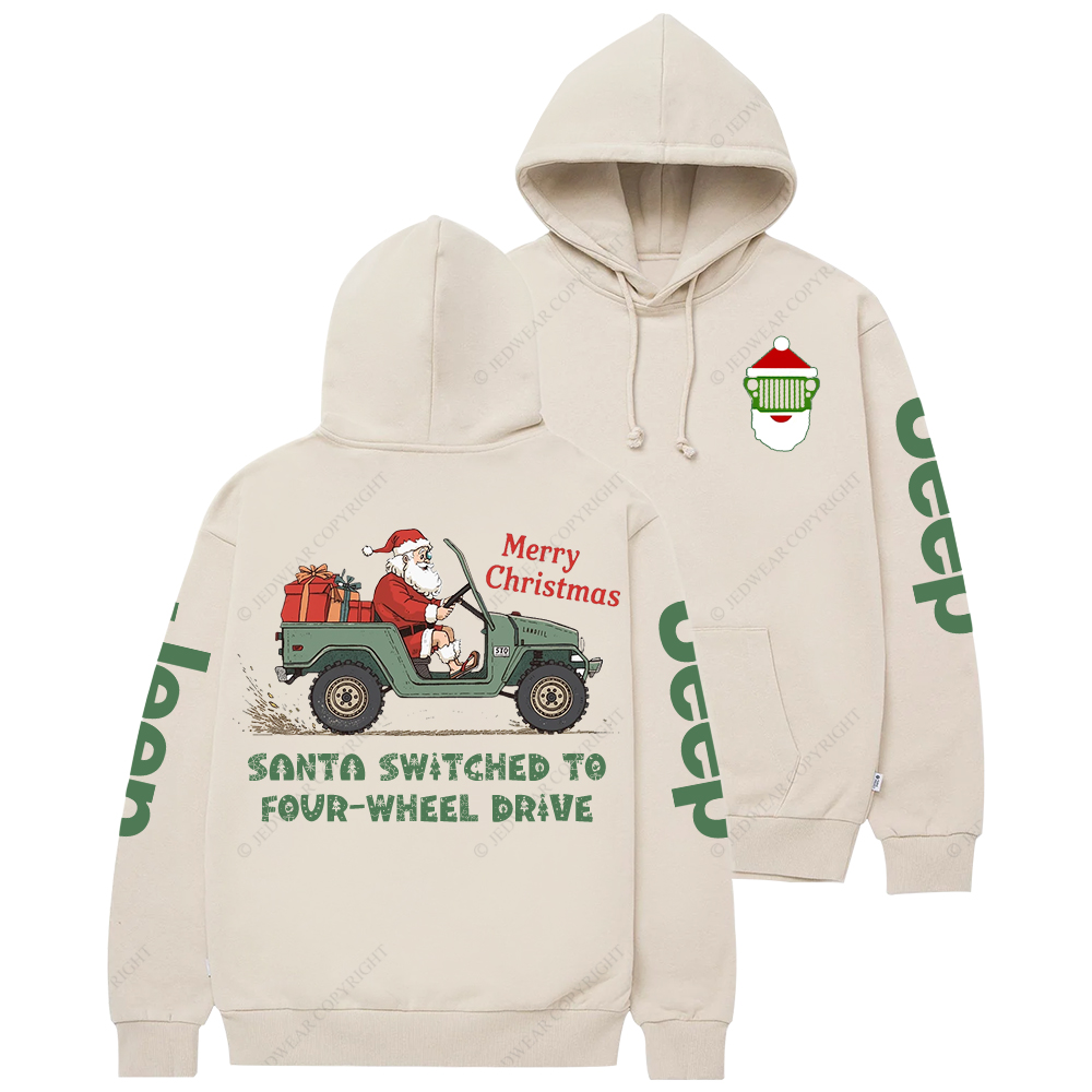 Merry Christmas Santa Santa Switched To Four-Wheel Drive Jp Casual Hoodie