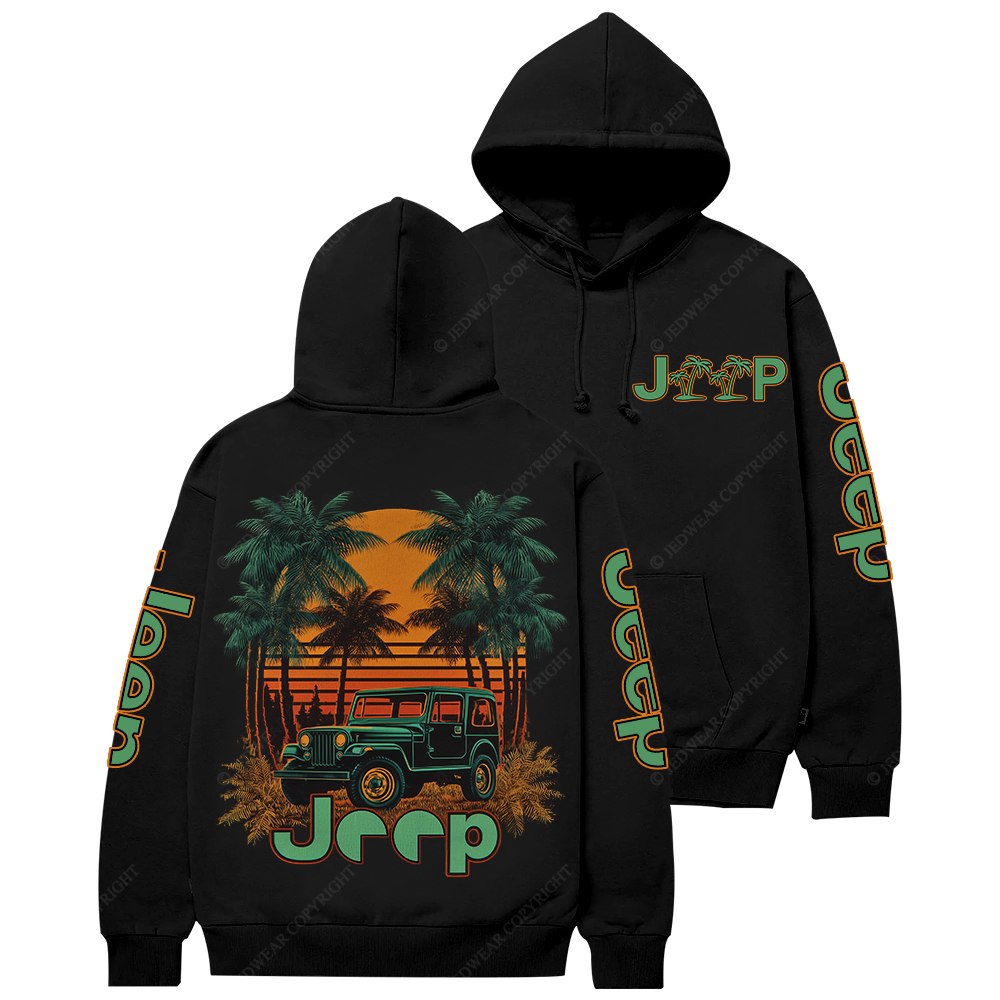 Palm Tree Off-Road Beach Sunset Jp Casual Hoodie